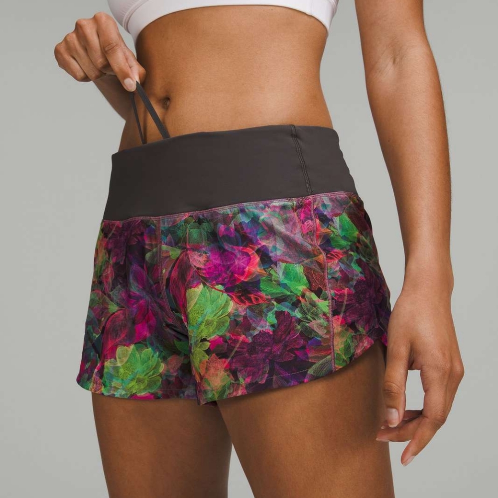 Lululemon Speed Up Mid-Rise Lined Short 4"Vivid Floral Tone Multi